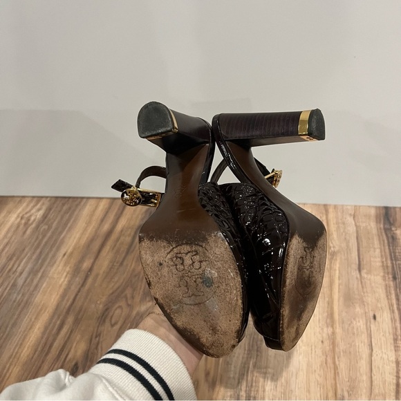 Tory Burch Slingback Y2K Snakeskin Leather Heels - Picture 8 of 12